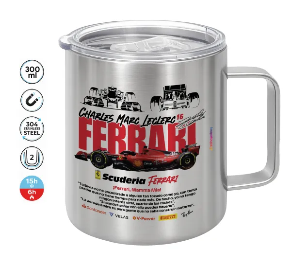 F1 Ferrari — Double-walled stainless steel mug 300ml with temperature-retaining lid
