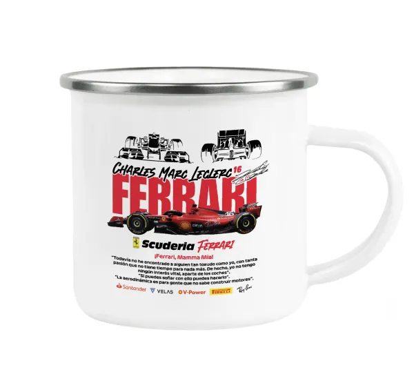 F1 Ferrari — Metallic enamel cup white 360ml