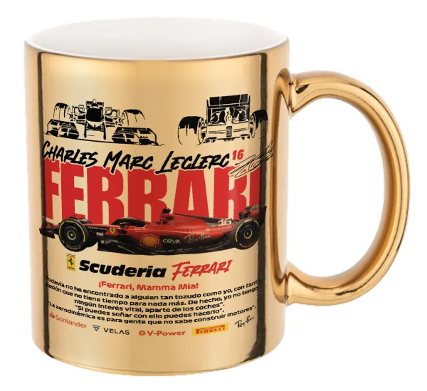 F1 Ferrari — Mug ceramic, gold mirror, 330ml