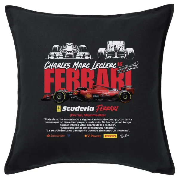 F1 Ferrari — Μαξιλάρι καναπέ Μαύρο 100% βαμβάκι, περιέχεται το γέμισμα (50x50cm)