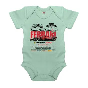 F1 Ferrari, Βρεφικό φορμάκι μωρού, 0-18 μηνών, mint (Μέντα), 100% Organic Cotton, κοντομάνικο