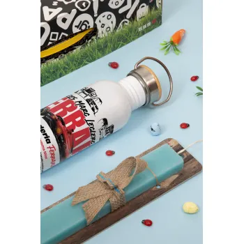 F1 Ferrari, Πασχαλινή Λαμπάδα με παγούρι μεταλλικό (620ml, stainless steel) & κερί αρωματικό πλακέ (30cm) (ΤΙΡΚΟΥΑΖ)