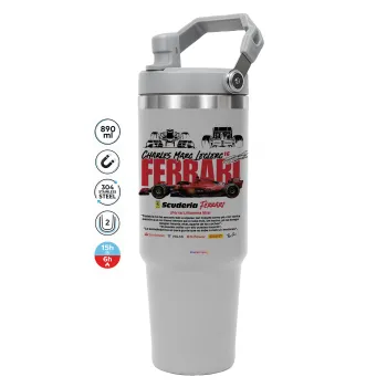 F1 Ferrari, GREY color, 890ml (30oz) stainless Steel Tumbler with Handle