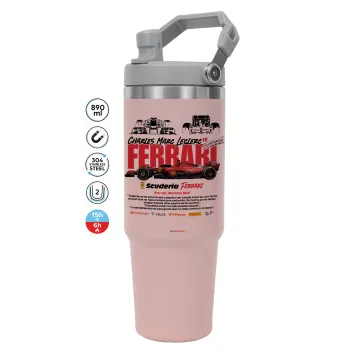 F1 Ferrari, Pink color, 890ml (30oz) stainless Steel Tumbler with Handle
