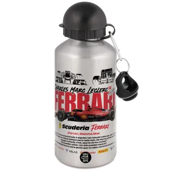 F1 Ferrari, Metallic water jug, Silver, aluminum 500ml