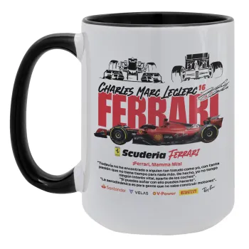 F1 Ferrari, Κούπα Mega 15oz, κεραμική Μαύρη, 450ml