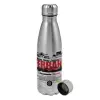 Metallic water bottle, stainless steel, 750ml