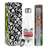 Easter candle, metallic white thermos bottle (500ml) & aromatic flat candle (30cm) (GRAY)