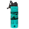 Metallic water bottle with safety lid, 850ml aluminum