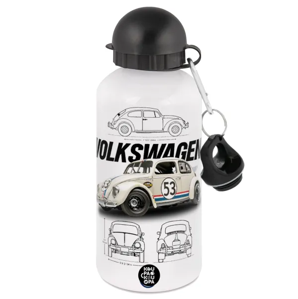 Volkswagen Beetle — Μεταλλικό παγούρι νερού, Λευκό, αλουμινίου 500ml