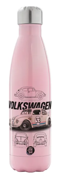 Volkswagen Beetle — Metal mug thermos Pink Iridiscent (Stainless steel), double wall, 500ml