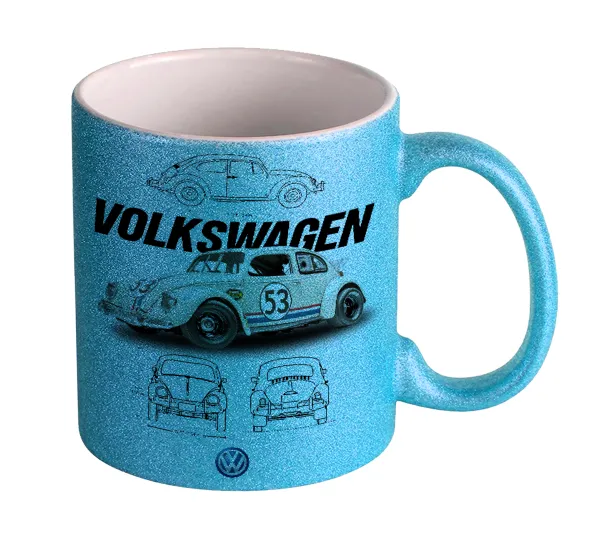 Volkswagen Beetle — Κούπα Σιέλ Glitter που γυαλίζει, κεραμική, 330ml