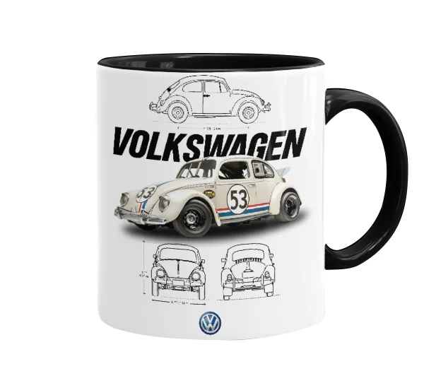 Volkswagen Beetle — Κούπα χρωματιστή μαύρη, κεραμική, 330ml
