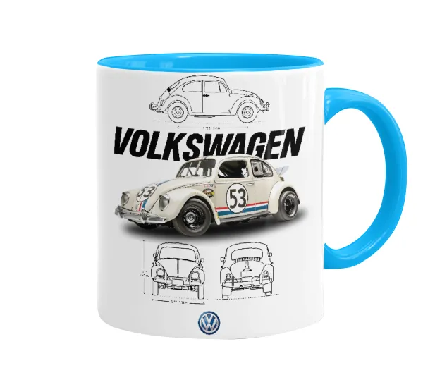 Volkswagen Beetle — Mug colored light blue, ceramic, 330ml