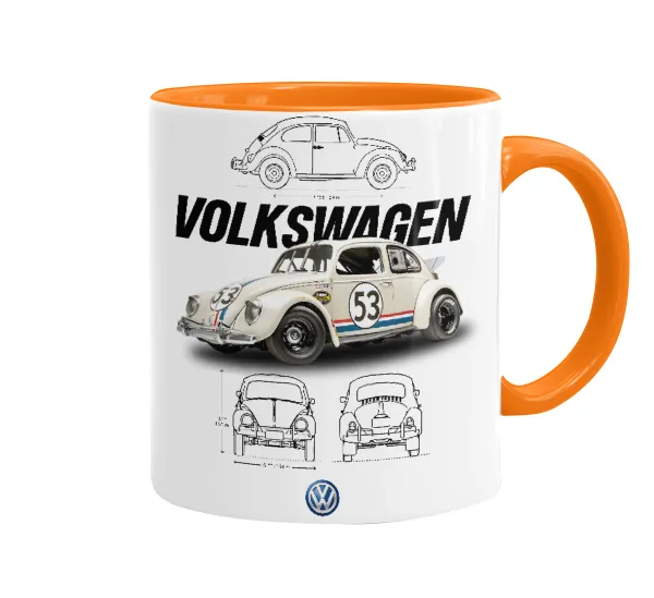 Volkswagen Beetle — Κούπα χρωματιστή πορτοκαλί, κεραμική, 330ml