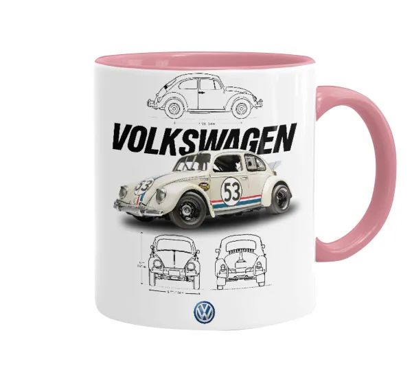 Volkswagen Beetle — Κούπα χρωματιστή ροζ, κεραμική, 330ml