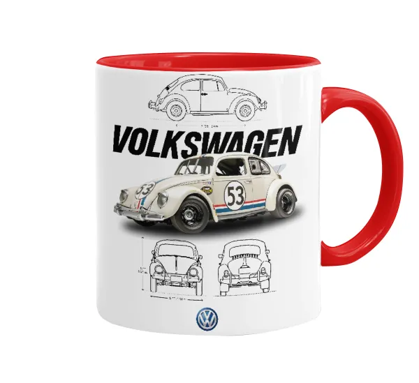 Volkswagen Beetle — Κούπα χρωματιστή κόκκινη, κεραμική, 330ml