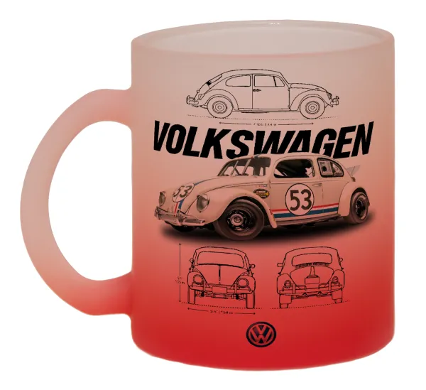 Volkswagen Beetle — Κούπα γυάλινη δίχρωμη με βάση το κόκκινο ματ, 330ml