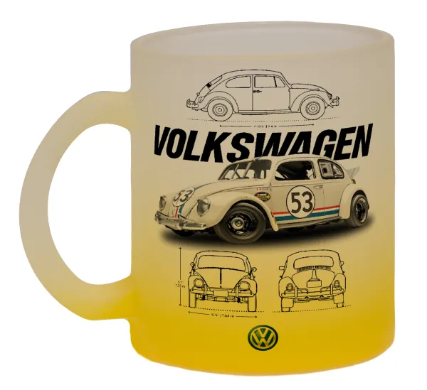 Volkswagen Beetle — Κούπα γυάλινη δίχρωμη με βάση το κίτρινο ματ, 330ml