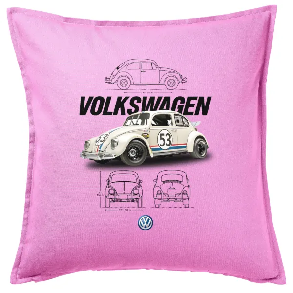 Volkswagen Beetle — Μαξιλάρι καναπέ ΡΟΖ 100% βαμβάκι, περιέχεται το γέμισμα (50x50cm)