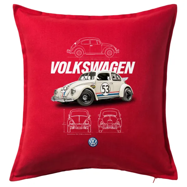 Volkswagen Beetle — Μαξιλάρι καναπέ Κόκκινο 100% βαμβάκι, περιέχεται το γέμισμα (50x50cm)