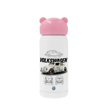 Volkswagen Beetle, Pink stainless steel thermal flask, 320ml