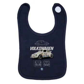 Volkswagen Beetle, Σαλιάρα με Σκρατς 100% Organic Cotton Μπλε (0-18 months)