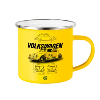 Volkswagen Beetle, Yellow Enamel Metallic Cup 360ml