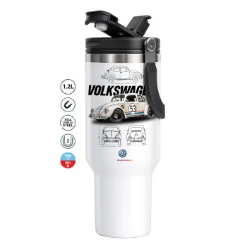 Volkswagen Beetle, Mega Stainless steel Tumbler with lid, double wall 1,2L