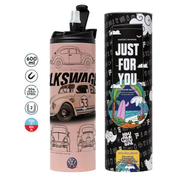 Volkswagen Beetle, Tumbler stainless steel PINK 600ml
