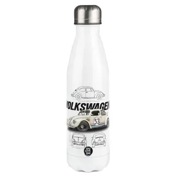 Volkswagen Beetle, Metal mug thermos White (Stainless steel), double wall, 500ml