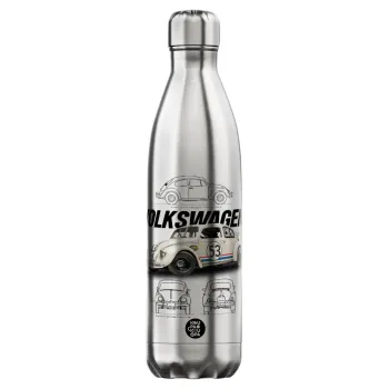 Volkswagen Beetle, Μεταλλικό παγούρι θερμός Inox (Stainless steel), διπλού τοιχώματος, 750ml