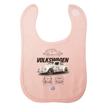 Volkswagen Beetle, Σαλιάρα με Σκρατς ΡΟΖ 100% Organic Cotton (0-18 months)