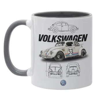 Volkswagen Beetle, Mug colored grey, ceramic, 330ml