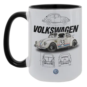 Volkswagen Beetle, Κούπα Mega 15oz, κεραμική Μαύρη, 450ml
