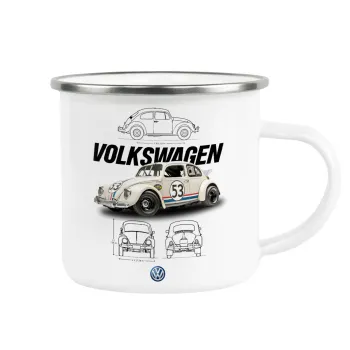 Volkswagen Beetle, Κούπα Μεταλλική εμαγιέ λευκη 360ml