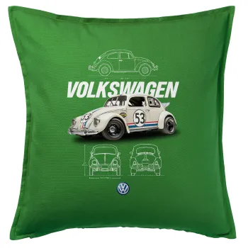 Volkswagen Beetle, Μαξιλάρι καναπέ Πράσινο 100% βαμβάκι, περιέχεται το γέμισμα (50x50cm)