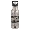 Water bottle Silver with straw, stainless steel 600ml