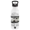 White water bottle with straw, stainless steel 600ml