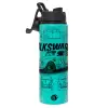 Metallic water bottle with safety lid, 850ml aluminum