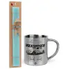 Easter Set, metallic thermal cup (300ml) & aromatic flat Easter candle (30cm) (TURQUOISE)