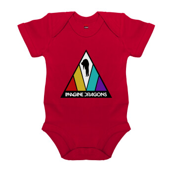 Imagine Dragons, Βρεφικό φορμάκι μωρού, ΚΟΚΚΙΝΟ, 100% Organic Cotton, κοντομάνικο
