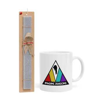Imagine Dragons, Πασχαλινή Λαμπάδα με Κούπα κεραμική (330ml) & κερί αρωματικό πλακέ (30cm) (ΓΚΡΙ)