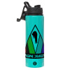 Metallic water bottle with safety lid, 850ml aluminum