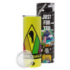 Neon Yellow Travel Tumbler, with metal straw (Stainless steel 304 Food grade, BPA free, 600ml)
