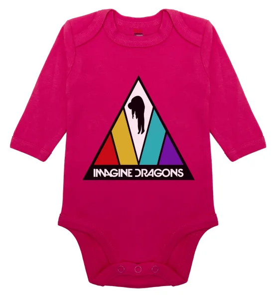 Imagine Dragons — Μακρυμάνικο βρεφικό φορμάκι, 0-18 μηνών, ΡΟΖ, 100% Organic Cotton