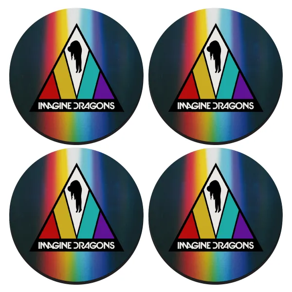 Imagine Dragons — ΣΕΤ 4 Σουβέρ ξύλινα στρογγυλά (9cm)