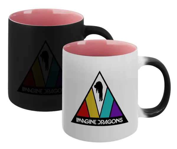 Imagine Dragons — Magic mug with pink interior, ceramic, 330ml, changes colour with hot drinks