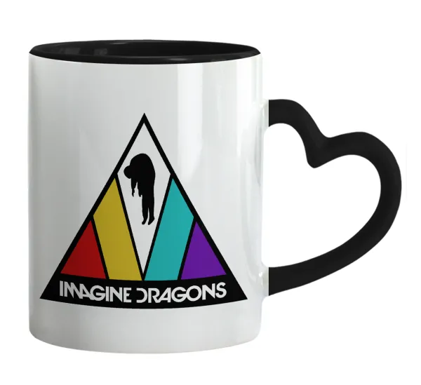 Imagine Dragons — Mug heart black handle, ceramic, 330ml