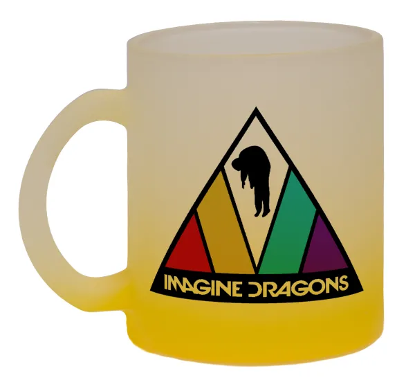 Imagine Dragons — Κούπα γυάλινη δίχρωμη με βάση το κίτρινο ματ, 330ml